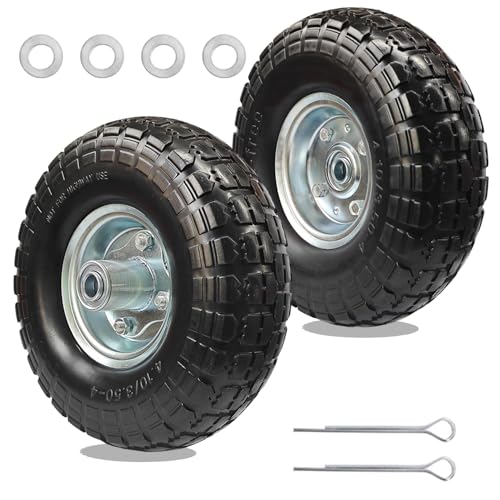 EAGWON 10' Solid Rubber Wheels & Rims - 4.10/3.50-4 Heavy Duty Flat-Free Tires,...