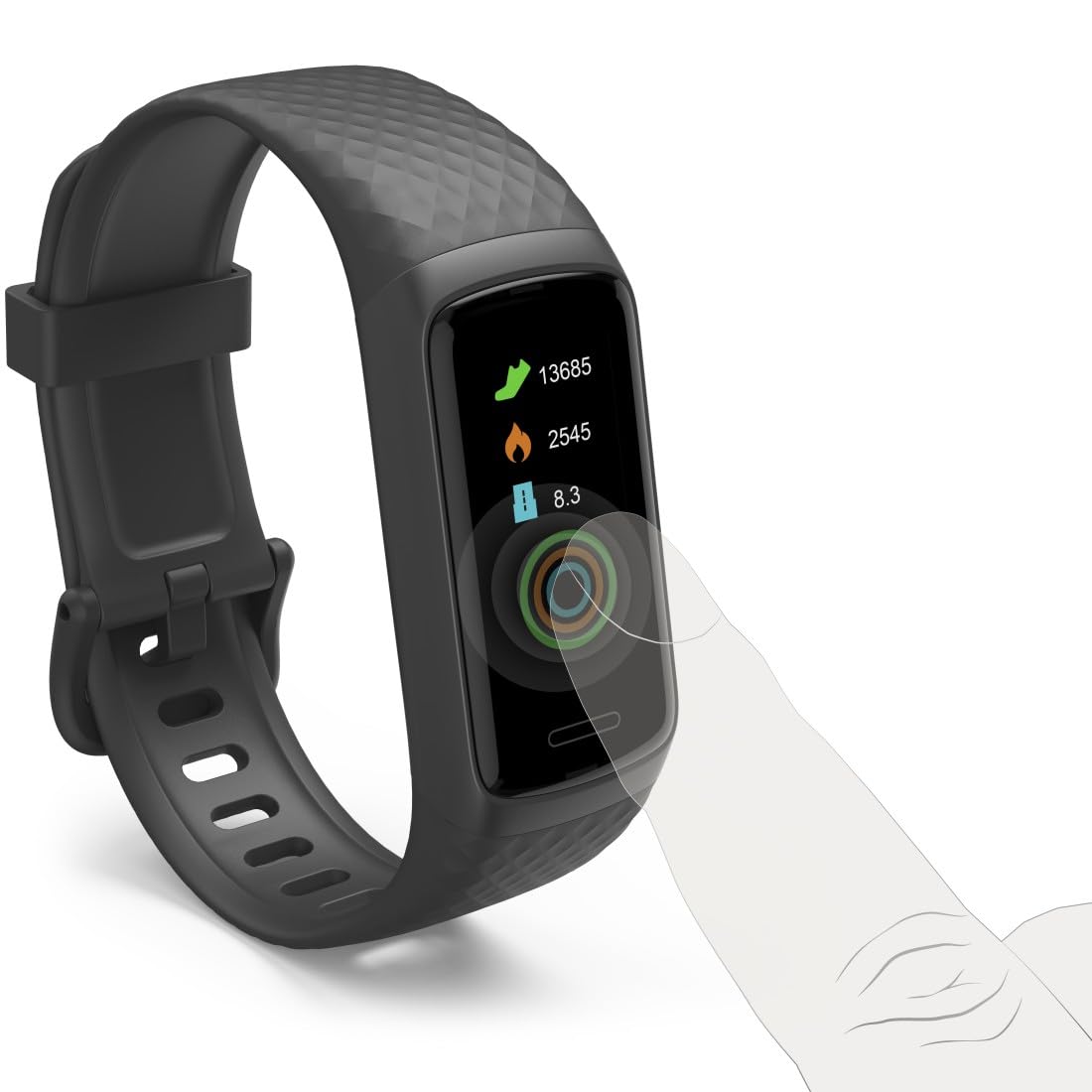 Hama - Banda de Actividad (Smartwatch Resistente al Agua, función Despertador, hasta 14 Deportes Diferentes, podómetro, frecuencia Cardiaca, Reloj Deportivo) Negro