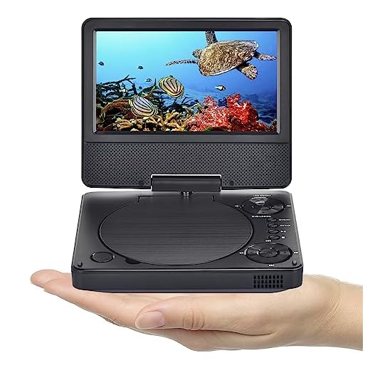 YOOHOO Mini Lecteur DVD Portable 9,5" pour Voiture et Enfants avec écran pivotant HD de 7,5" Prend en Charge Toutes Les régions, Plusieurs régions, lecteurs DVD de Voiture pour Enfants, écouteurs
