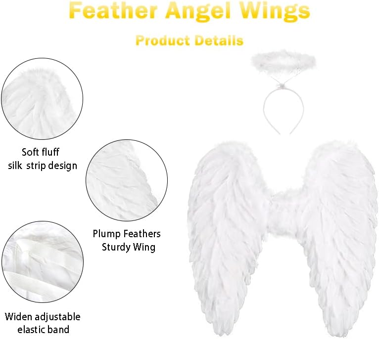Angel Wings for Adult Feather Angel Costume for Women Halloween Costume - Image 3