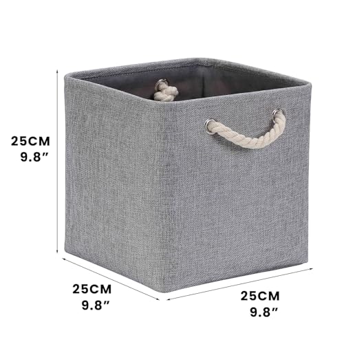 Mangata Stoff Aufbewahrungsbox 25x25x25 cm Faltbar Grau 4er Pack – Ansicht 7