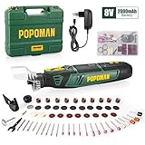 Cordless Rotary Tool Kit, POPOMAN 8V 2.0Ah Li-ion Battery, USB-C Cable Charger, Variable Speed,...
