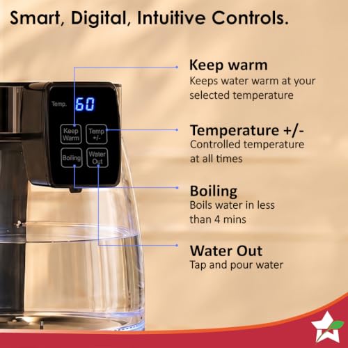 Image of Wonderchef Crystal Tap & Flow Glass Kettle & Hot Water Dispenser, 1.7 L Borosilicate Glass Jar, Built-in Battery, Temperature Sensor & Control, Multi-purpose, Portable inside Homes, 1-Yr Warranty