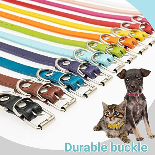 Flystar Puppy Collar - Identification Id Leather Small Dog Collars - 12 Pcs Adjustable Soft Colorful Cute Pet Basic Collars For Girl Boy Dogs Cats #TOP4