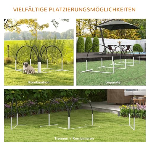 PawHut Agility Set Hunde 4-teiliges Agility-Ausrüstung für Hundetraining Steckhürdenset mit Slalomstangen Tragetasche Trainingszubehör Koordinationstraining Agilityset für Spiele Training