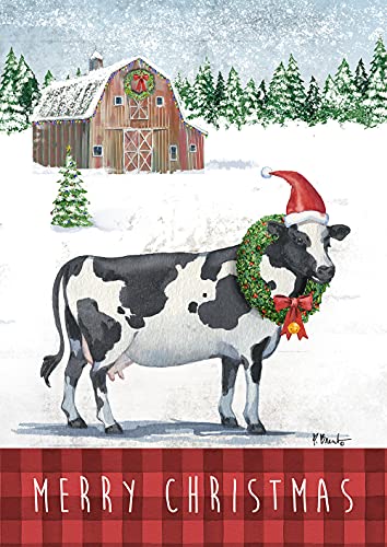 Toland 1012597 Christmas Cow 28 x 40 Inch Decorative, (28 x 40 ), Double Sided House Flag