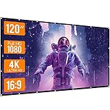 WOWOTO 120 inch Projection Screen 16:9 HD Foldable Anti-Crease Portable Projector Movies Screen for Home Theater Outdoor Indoor Support Double Sided Projection