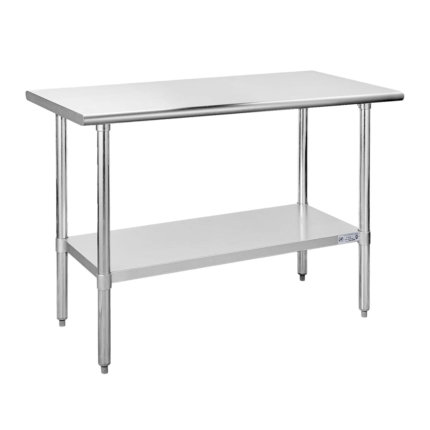 Hally Stainless Steel Table for Prep & Work 24 x 48 Inches, NSF Commercial Heavy Duty Table with Undershelf and Galvanized Legs for Restaurant, Home