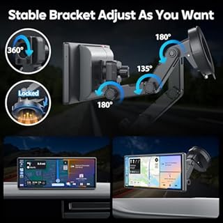 JATAZA 10.26" Wireless Apple Carplay Screen for Car, Secure Strong Bracket, Portable Apple CarPlay& Android Auto Car Stereo with GPS Navigation, Bluetooth, Mirror Link, Voice Control,Fits All Vehicles
