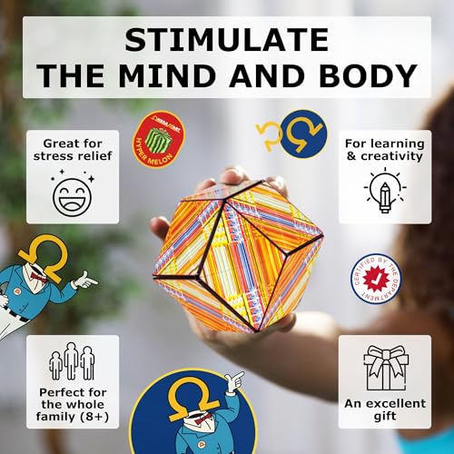 Image of Shashibo DODECA Magnetic Puzzle Cube, Sensory Fidget Toy for Adults & Kids, Stress Relief Fidget Toy for All Ages, Cool Fidget Toys for Desk, Shape Shifting Box, 100+ Possible Shapes