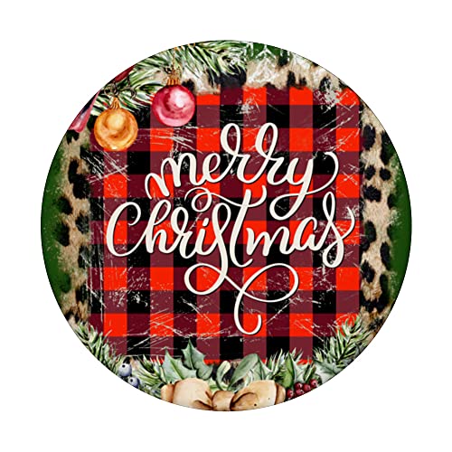 Merry Christmas Red Buffalo Plaid Red Cardinal Bird Lover PopSockets Swappable PopGrip, Black - Image 3
