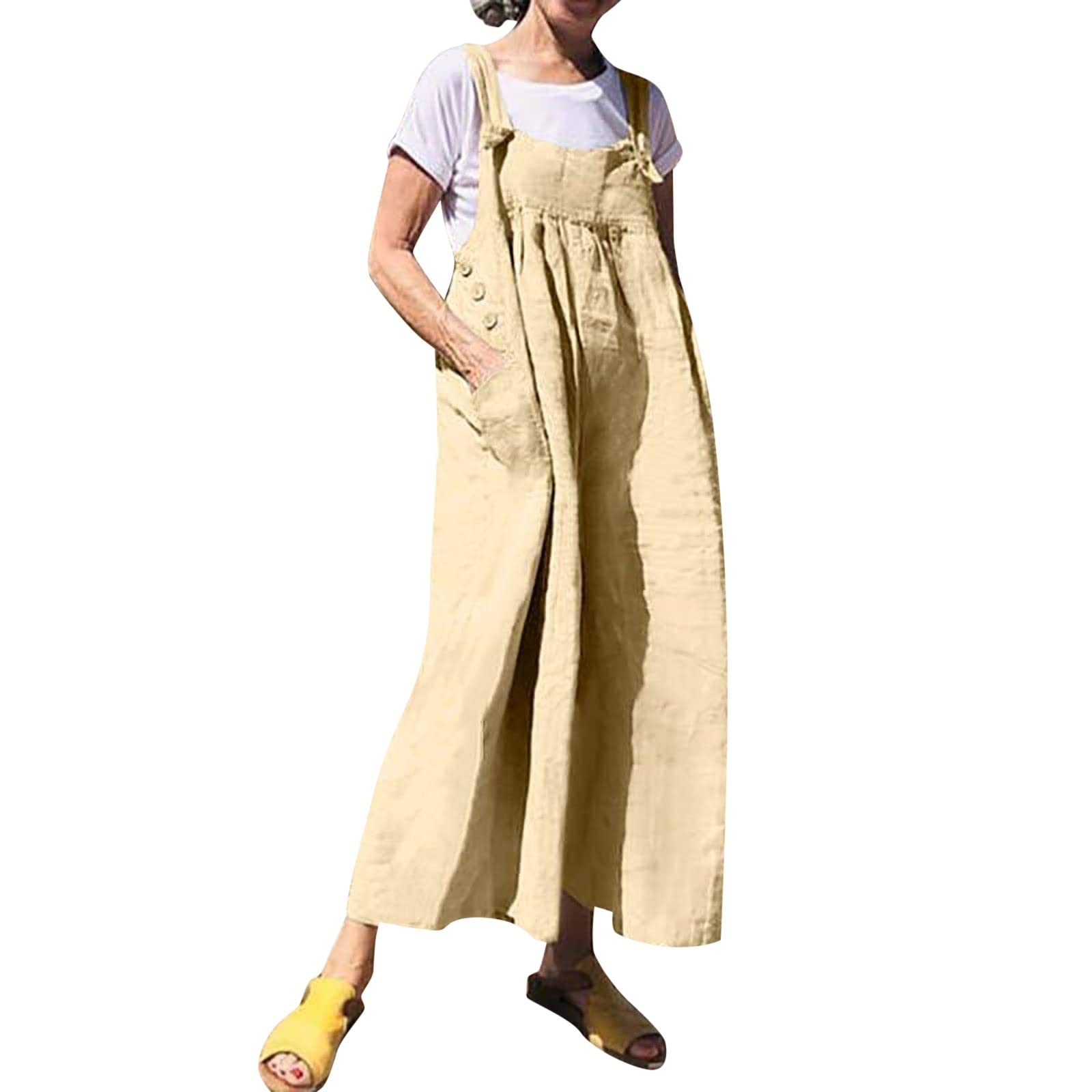 Generic Mono para mujer, elegante, informal, color sólido, casual, holgado, pierna ancha, pantalones de talla grande, pantalones de tirantes, trajes largos para mujer