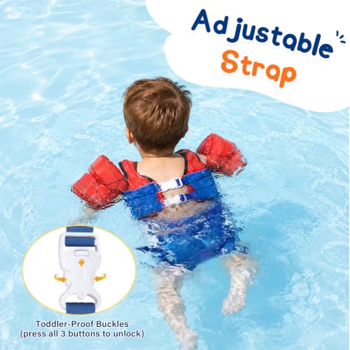 Toddler Swim Vest Kids Floaties for Pool, Kids Swim Vest with Arm Floaties Adjustable Crotch Strap, Fits 2-7 Years Old Boys and Girls 22-66 Pounds Children - image 7