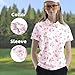 Collemet Womens Funny Golf Shirts Outfits Casual Cute Golf Shirt (US, Alpha, Large, Regular, Regular, Charming Goose Pink Boots Strawberries)