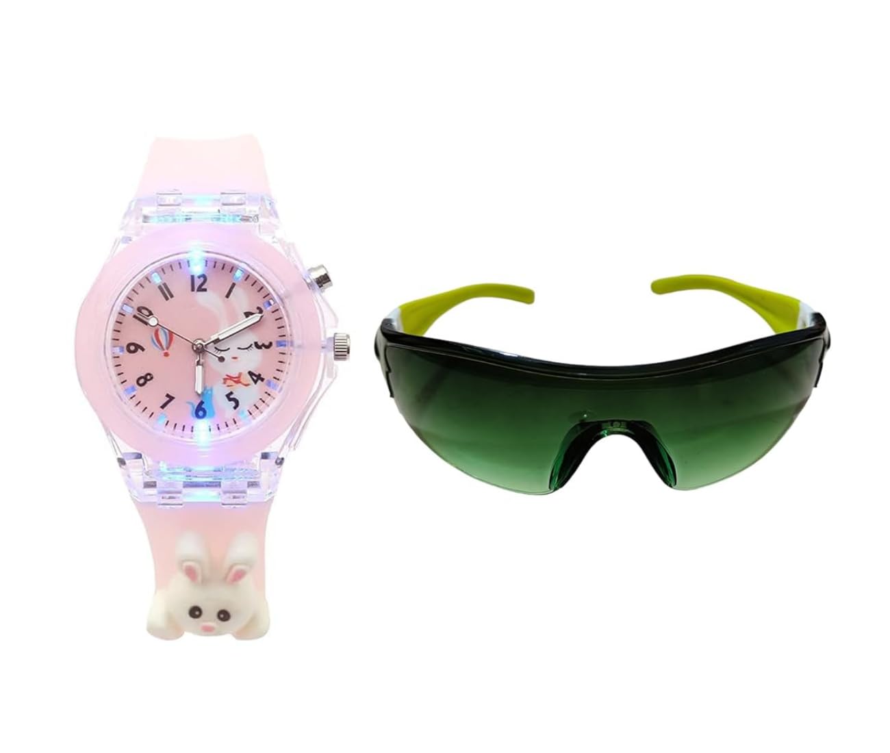FASHRAMP 7 Color Glowing Disco Light Watch with Sport Sunglasses Combo for Boys and Girls, Best Birthday Gift Kids Analouge Multi-Color Light Watch Age 3-13 Years, Pack 2 (Light Pink) (B0D9KB79NP) Amazon Price History, Amazon Price Tracker
