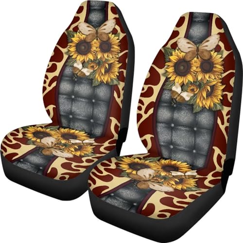 Housses de siège de voiture avant tournesol et papillon 52x138cm pour auto et camion