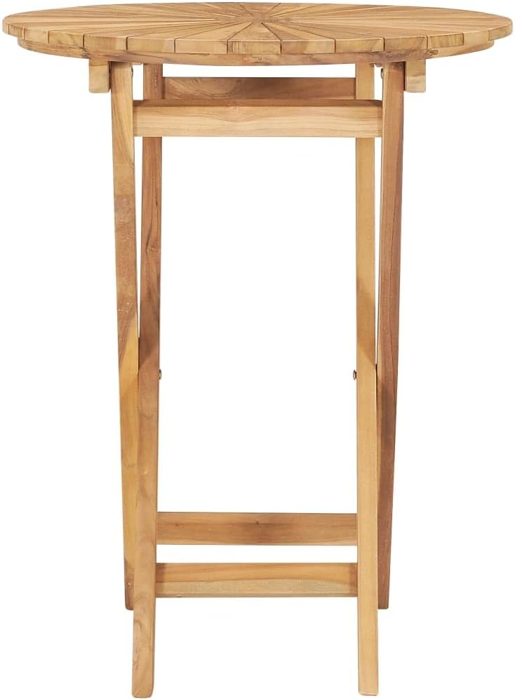 Folding Patio Table ? 23.6"" Solid Teak Wood,Sturdy Teak Patio Table with Smooth Finish for Outdoor Dining and Garden Gatherings, Brown