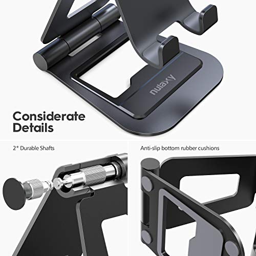 Nulaxy A5 Tablet Stand, Fully Foldable Tablet Holder Cell Phone Stand Compatible with All Tablets and Mobile Phones - Heavy Duty Black - Image 7