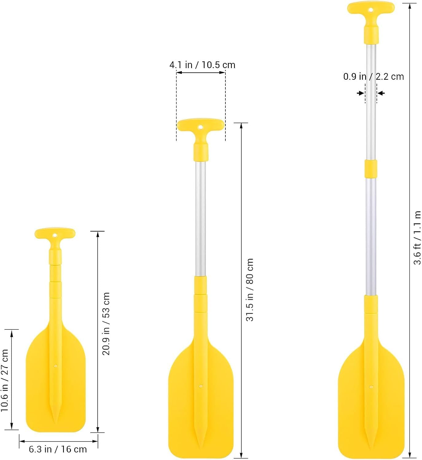 LIOOBO Telescopic Kayak Paddle - 2Pcs Plastic Aluminum Canoe Oar, Boating Accessories River Tubing Paddles