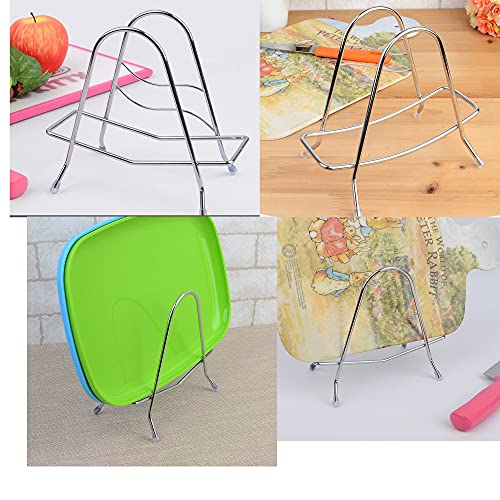 Rack de almacenamiento para tablas de cortar LENITH, acero inoxidable y madera, organizador de cocina triangular miniatura 4