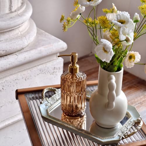 Image of JASAI 18Oz Amber Glass Soap Dispenser with Gold RustProof Pump for Bathroom