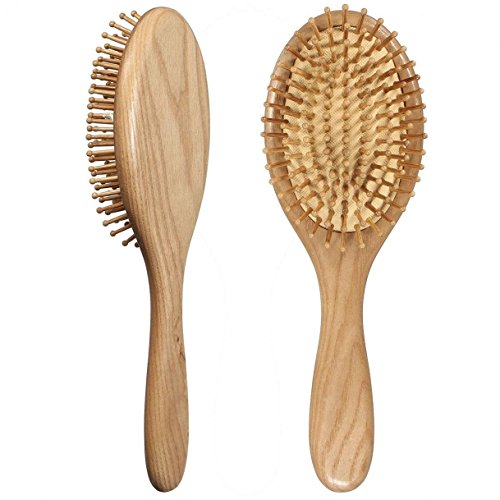 LOUISE MAELYS Oval Wooden Bristle Hair Brush Detangling Massage Dry Scalp Hairbrush Wood Hair Comb