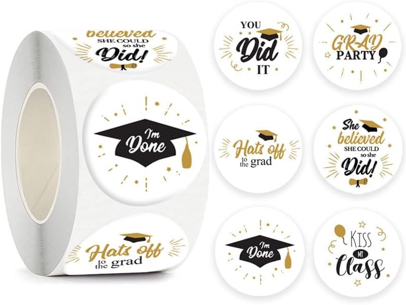 Congrats Grad Sticker,Roll / 500pcs Golden Class of 2025 Stickers ...