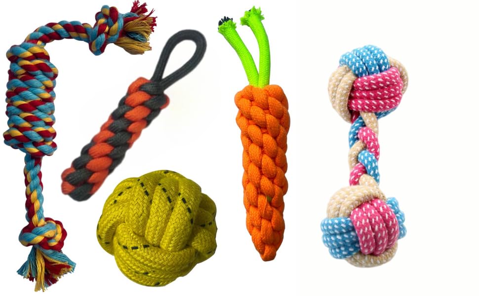 PSK PET MART Dog Toys Pack of 5 | Rope Chew Toys for Dogs | Strong Rope, Ball & Tug for Teething & Training | Puppy Teething Toys | 100% Natural Cotton | Great for Small, Medium & Colorful Toys (B0CTZSMRDR) Amazon Price History, Amazon Price Tracker