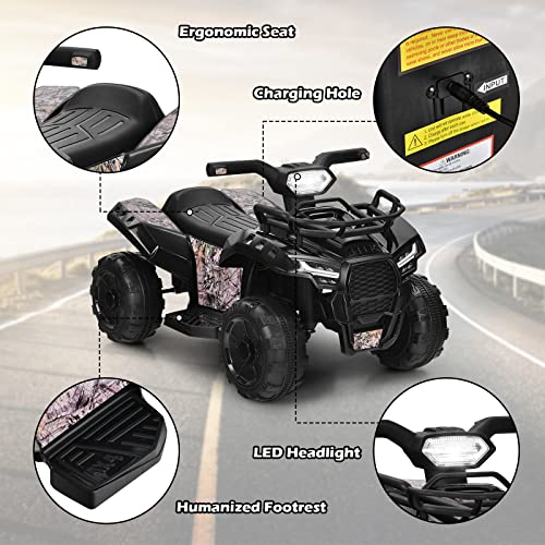 Honey Joy Kids Atv, 4 Wheeler Battery Powered Toddler Quad With Storage Box, Horn, Music, Led Headlights, 6V Ride On Atv Toy, Gift For Boys Girls (Black) #TOP4