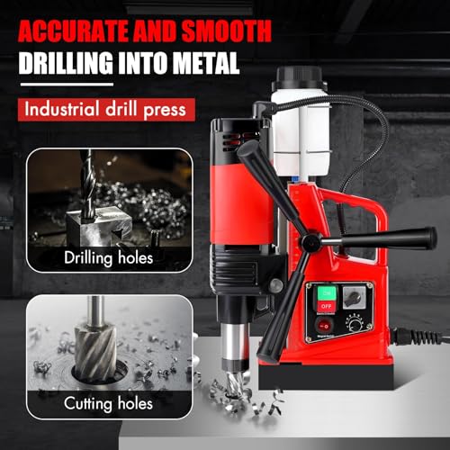 Image of Mag Drill Press, 1300W Power Magnetic Drill Presses, 1.6″ Boring Diameter, 810 RPM, 10 Speed for Industrial & Home Improvement