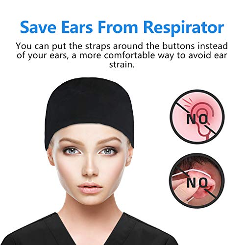 Image of QBA Adjustable Working Cap with Button, Satin-Lined Hat, Cotton Working Hat Sweatband, Elastic Tie Back Hats Unisex