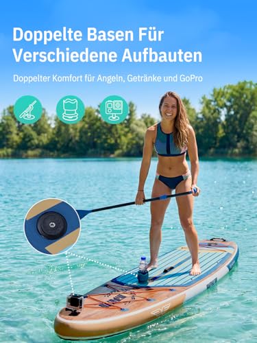 Niphean (Extra Groß) Stand Up Paddling Board, SUP für 2+1 Personen/Familien, SUP Board mit (Anfängergeeignet) StabilTrac Finne, Wasserdichte Handyhülle, Stand Up Paddle Board for Adults, Geschenkideen