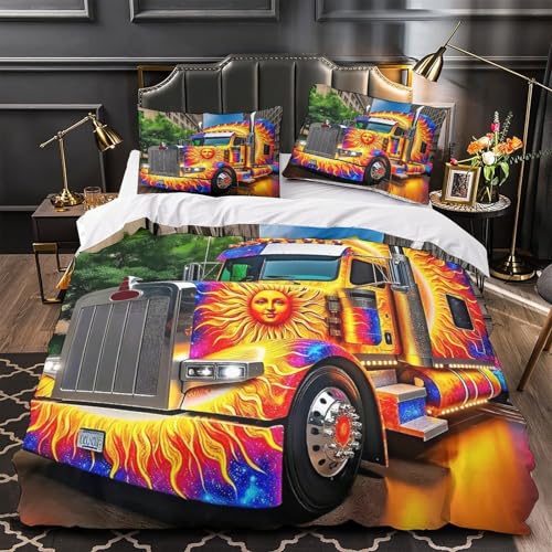 Housse de couette camion 200x200 parure de lit 3D microfibre pour garçons - 4