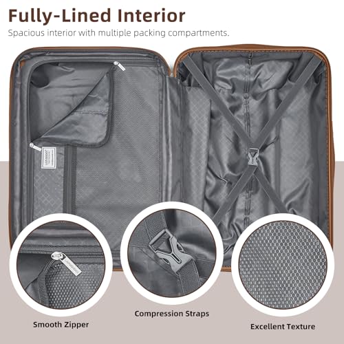 Image of LARVENDER Carry On Luggage 22x14x9 Airline Approved with Spinner Wheels, Expandable 20 Inch Luggage with TSA Lock, Hard Shell Carry On Suitcases for Women Men, Maple