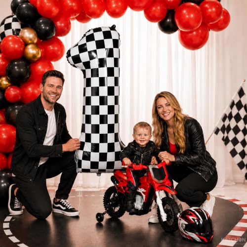 Image of Katchon, Checkered Number 1 Balloon - 40 Inch For 1st Birthday Decorations