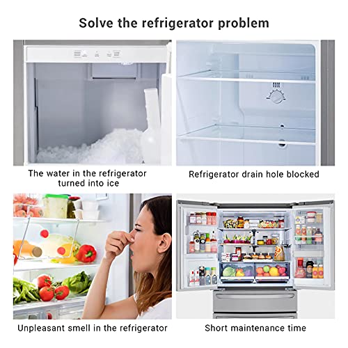 Kühlschrank Reinigungsset, 9 Stück Abflussloch Reinigungsset, Kühlschrank Reiniger Spritze mit Schlauch, Wiederverwendbar Edelstahl Abflussreiniger für Entblocken Abflusslöchern Kühlschränke