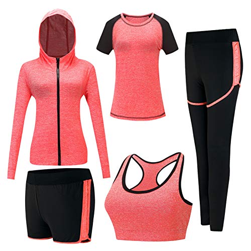 Damskie zestawy dresowe do biegania 5 sztuk, stroje sportowe, siłownia, joga, lekkoatletyka, fitness, jogging, dres sportowy