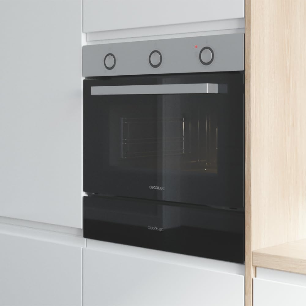 Cecotec Einbaubackofen Bolero Hexa C134500 Inox, 2600W, 56L Kapazität, Niedriger Verbrauch, 4 Funktionen, Timer, Dampfreinigung, Dampfkochen, Energieklasse A, Dreifach-Glas-Tür, 3 Einschubebenen