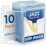 BlueCosto - Vertical Passport & Card Holder - 4x6 Inch, 10 Pack - Zipperless Clear ID Badge Protector for Travel, Work & Events - Heavy-Duty Name Badge Sleeves for Credentials & Vaccination Cards