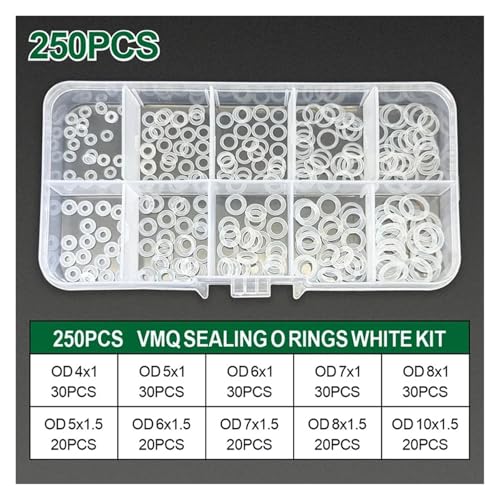 Joints toriques VMQ de haute précision, assortiment de 250 pièces silicone