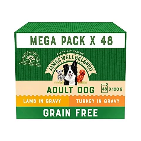 James Wellbeloved Dog Adult Grain Free Turkey & Lamb Gravy Pouch CR07W 48 x 100 g Cover
