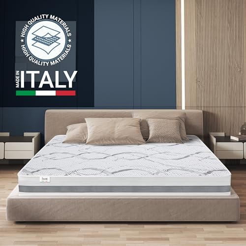 The White Stone Memory Foam-Matratze 180 x 200 | Höhe 22cm | Hypoallergener und atmungsaktiver Stoff | Orthopädische und selbstmodellierende Eigenschaften | Hergestellt in Italien