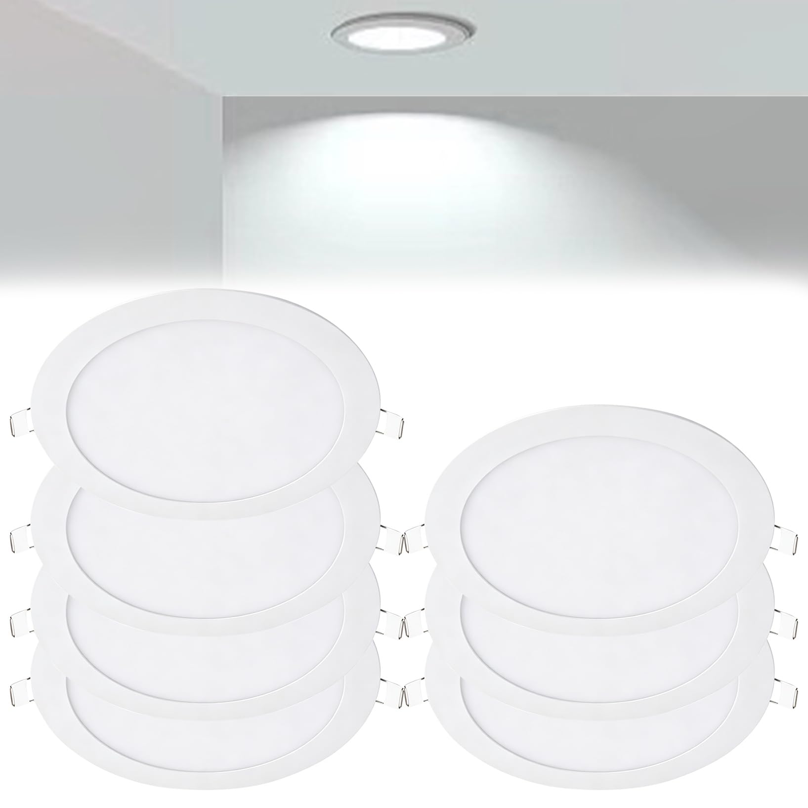 VOGHMOLD 24W Ultra Slim LED Downlight 12 inch, 6000K Recessed Ceiling Light, Cut Φ280-285mm, AC85-265V Flush Mount Spotlights Aluminum Round Panel Lights for Office Hallway, 7 Pack