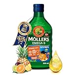 Moller’s ® | Omega 3 for kids Cod Liver Oil | Nordic Omega-3 Dietary Supplements with EPA, DHA, Vitamin A, D & E | Pure, Natural cod Liver Oil Liquid | 166-year-old-brand | Tutti Frutti Taste | 250 ml