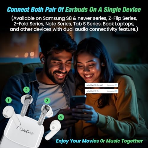 ACwO Dwots Fire ANC|India's First 4 in Ear Buds in 1 Case with ANC|70Hrs Battery|ANC&Transparency Mode|Bass&Theatre Modes|4 Mics Ai-Enc for Clear Calls|3D Spatial Audio(Eclipse White) 5 51CWmlt0pyL