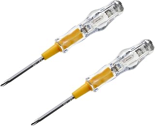Fielect 2pcs Tester Screwdriver, Circuit Tester Pen Electric Contact Voltage Tester Dual Head Slot Phillips Screwdriver Detector AC 100-500V Clear