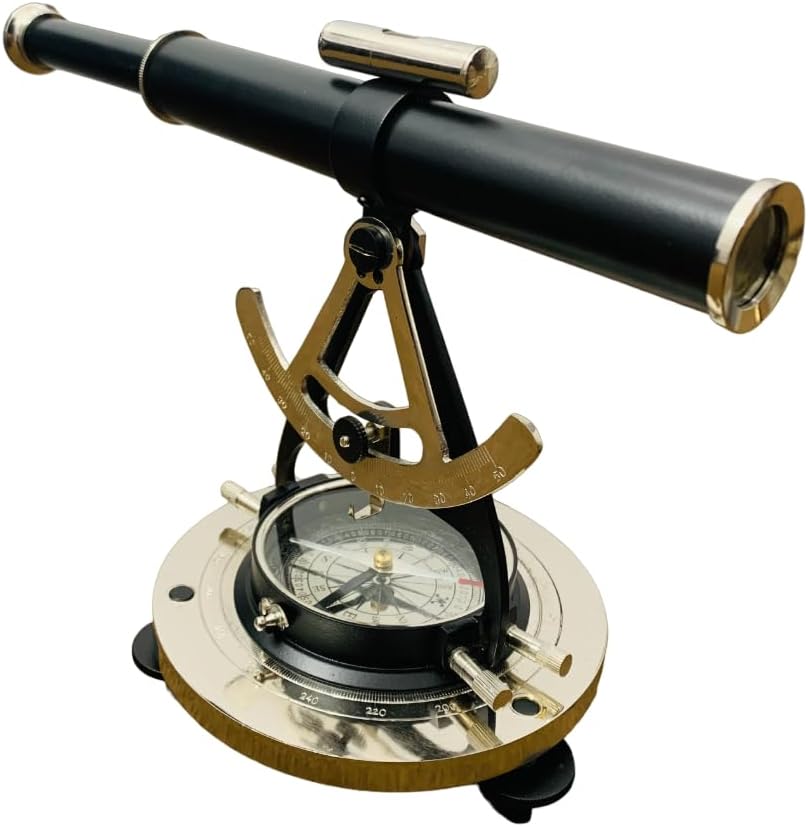 Brass Alidate Black Powder Coating with Chrome Finish Survey Alidate Working Compass Vintage Telescope Marine Gift