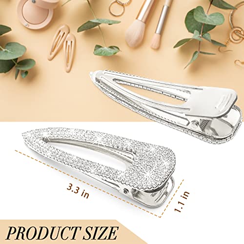 Kanprincess 2Pcs 3.3Inch Rhinestones Hair Clips,Silver Hair Clips Barrettes,Rhinestones Hair Accessories For Women Girls Bridal,Wedding,Party,Prom(Silver) #TOP1