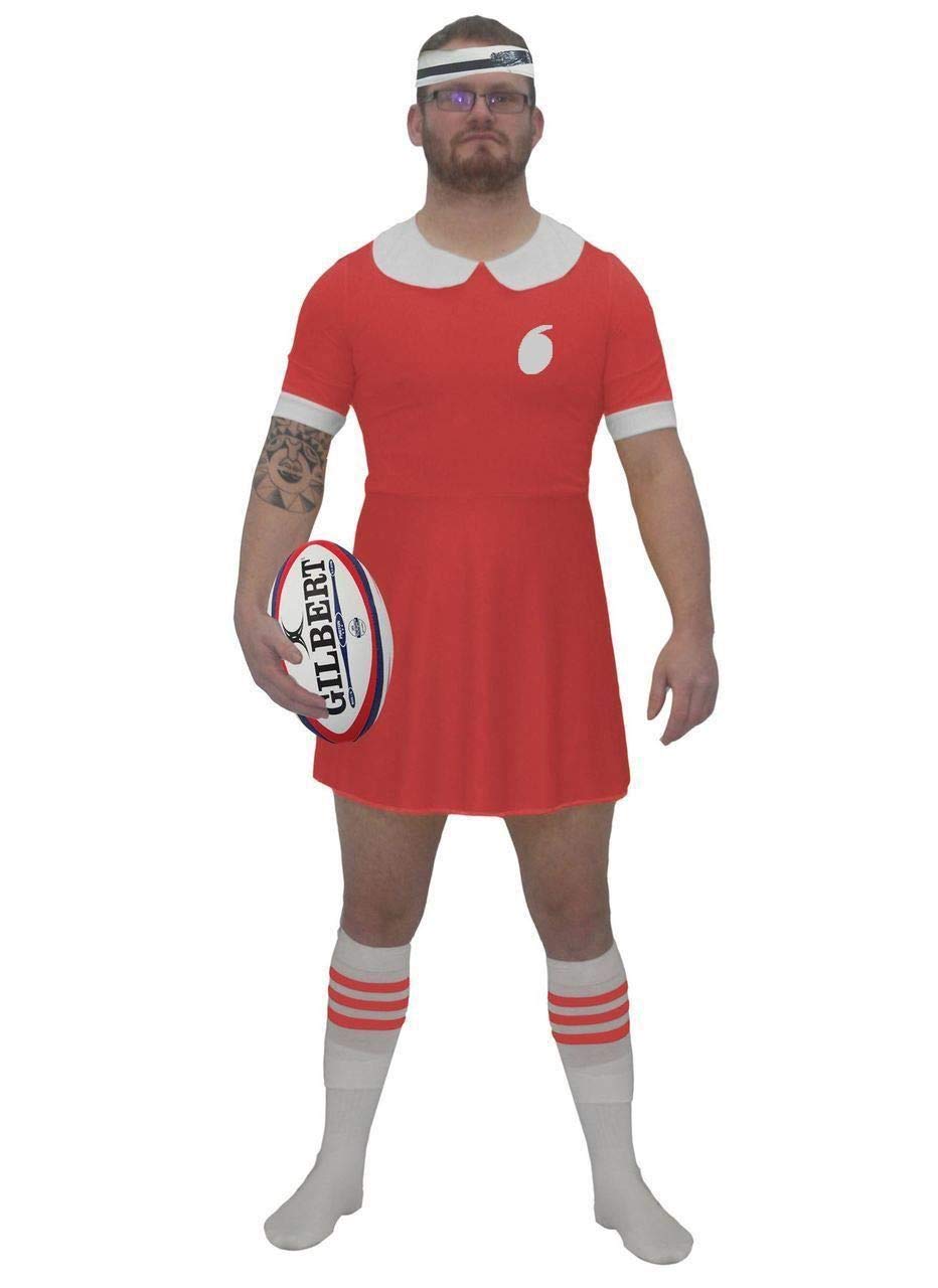 The Dragons Den Adults Wales Nations Rugby Dress Sports Supporters Stag Night Party Fancy Dress Costume [S-M] Red