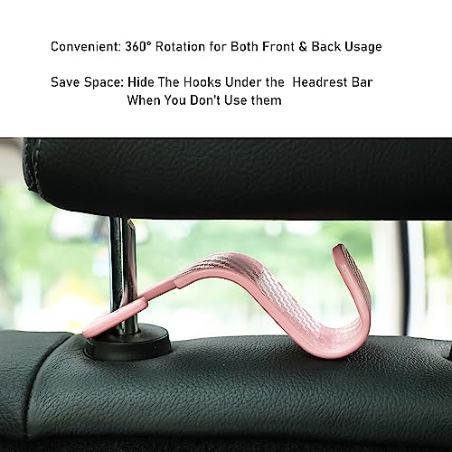 Toiyason TYSHOOK01_443PINK Car Seat Headrest Hook Universal Vehicle Seat Hook Hangers Interior Storage Organizer For Purse Handbag Coats Umbrellas Grocery Bags 4 Pack Pink thumb #3